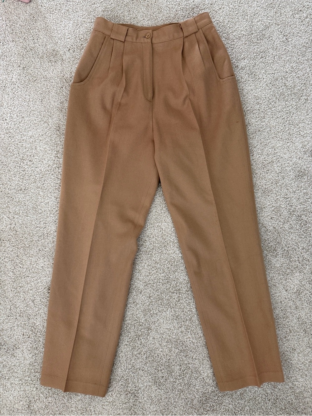 Savannah Camel Pleated High-Waist Trousers